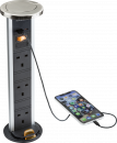 IP54 3G pop-up socket with dual USB charger  A+C (FASTCHARGE) - Brushed chrome Cap