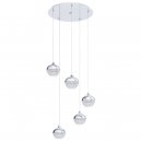 Pendant Light Steel Chrome / Plastic Granille White, Clear - MIOGLIA 1