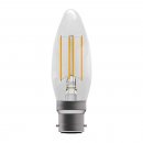 Aztex 4W LED CRI90 Filament Candle Dimmable - BC, Clear, 2200K