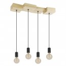 Pendant Light Wood, Steel Brown, Black - HALKIN