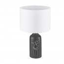 Table Light Ceramic Black / Fabric White - VINOZA