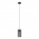 Pendant Light Steel, Wood Black, Brown - KILNSDALE