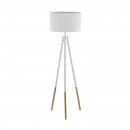 Floor Light Wood, Steel Brown, White / Fabric White - BIDFORD