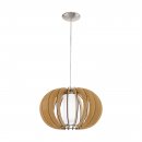 Pendant Light Steel Satin Nickel / Wood, Glass Maple, White - STELLATO 1