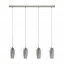 Pendant Light Steel Satin Nickel / Smoked Glass, Granilla Black-transparent, Clear - FARSALA
