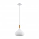 Pendant Light Steel White / Wood Brown - SABINAR
