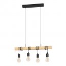 Pendant Light Steel, Wood Black, Brown - TOWNSHEND