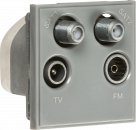 Quadplexed SAT1/SAT2/TV/FM DAB Outlet Module 50 x 50mm - Grey