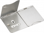13A 2G unswitched floor socket - brushed chrome with white insert