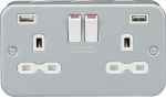 Metal Clad 13A 2G Switched Socket with Dual USB Charger (2.4A)