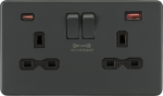 13A 2G DP Switched Socket with dual USB [FASTCHARGE] A+C - Anthracite