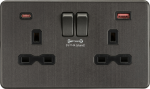 13A 2G DP Switched Socket with dual USB [FASTCHARGE] A+C - Smoked Bronze