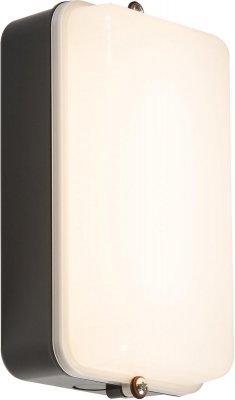 230V IP54 5W LED Security Amenity Bulkheads Black Base with Opal Diffuser Cool White 4000K