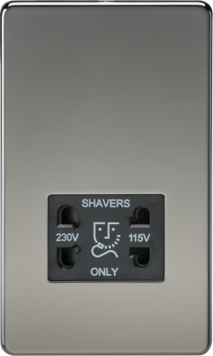 Screwless 115V/230V Dual Voltage Shaver Socket - Black Nickel