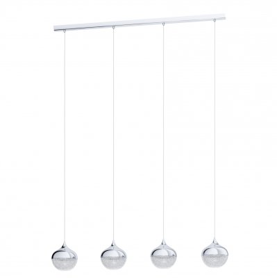 Pendant Light Steel Chrome / Plastic Granille White, Clear - MIOGLIA 1