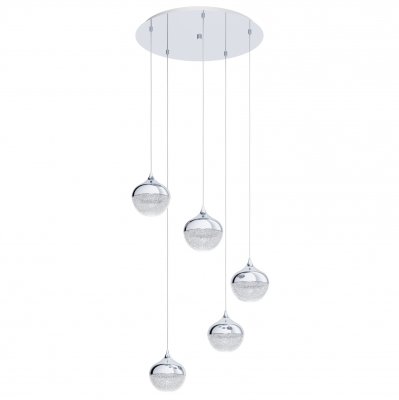 Pendant Light Steel Chrome / Plastic Granille White, Clear - MIOGLIA 1