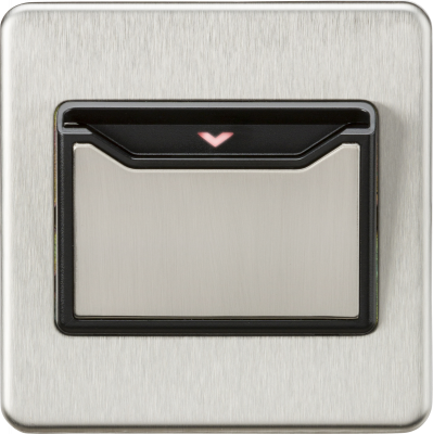 Screwless 32A 1G Key Card Switch - Brushed Chrome