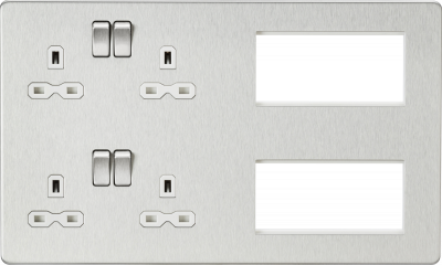 Screwless Combination Plate - Brushed Chrome with white insert