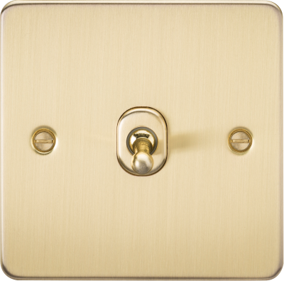 Flat Plate 10AX 1G 2 Way Toggle Switch - Brushed Brass