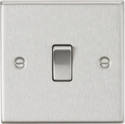 10AX 1G 2-Way Plate Switch - Square Edge Brushed Chrome