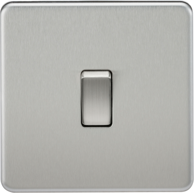Screwless 10AX 1G Intermediate Switch - Brushed Chrome