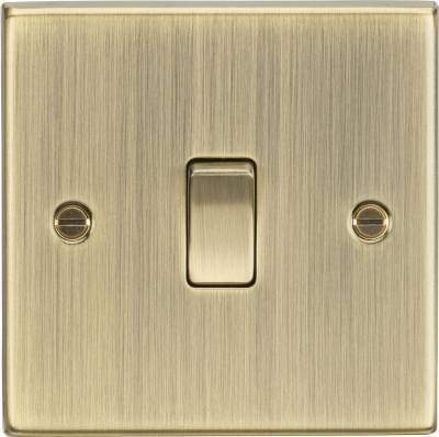 10AX 1G 2-Way Plate Switch - Square Edge Antique Brass