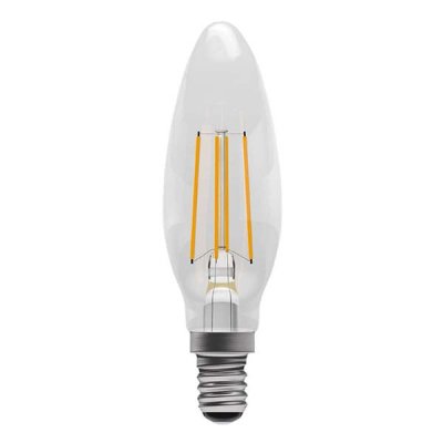 Aztex 4W LED CRI90 Filament Candle Dimmable - SES, Clear, 2200K