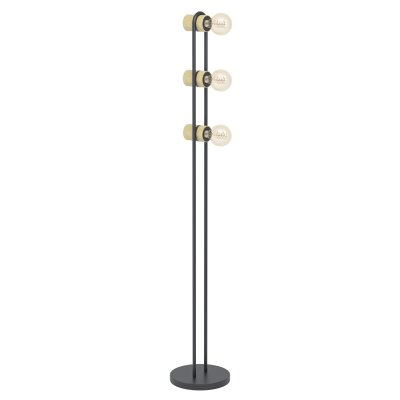 Pendant Light Steel Black / Wood, Glass Brown, Clear - MADRESELVA