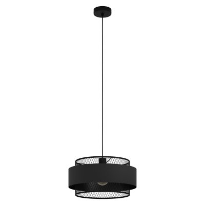 Pendant Light Steel Black / Fabric Black - BAZELY