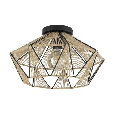 Ceiling Light Steel Black / Fabric Natural - ADWICKLE