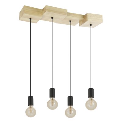 Pendant Light Wood, Steel Brown, Black - HALKIN