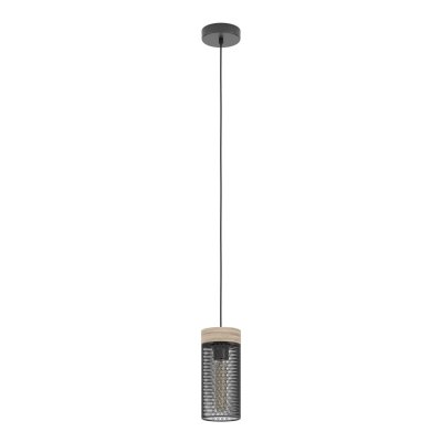 Pendant Light Steel, Wood Black, Brown - KILNSDALE