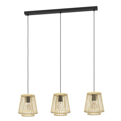 Pendant Light Steel Black / Wood Natural - HYKEHAM