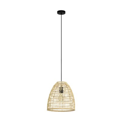 Pendant Light Steel Black / Wood Natural - AYESGARTH