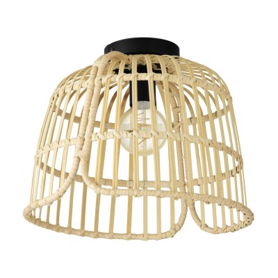 Ceiling Light Steel Black / Wood Natural - GLYNEATH