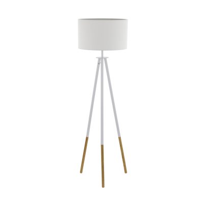 Floor Light Wood, Steel Brown, White / Fabric White - BIDFORD