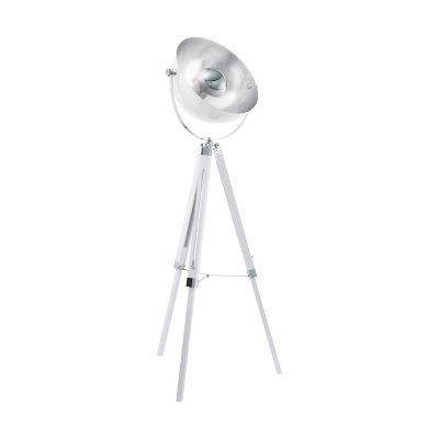 Floor Light Wood, Steel White, Chrome, Silver - COVALEDA