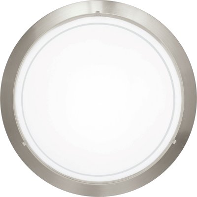 Wall / Ceiling Light Steel Satin Nickel / Glass Painted White, Clear - PLANET 1