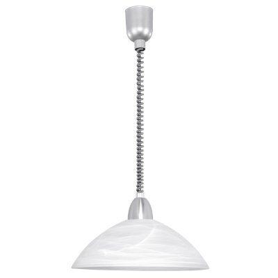 Pendant Light Plastic, Steel Grey, Nickel-matt / Glass Alabaster White - LORD 2