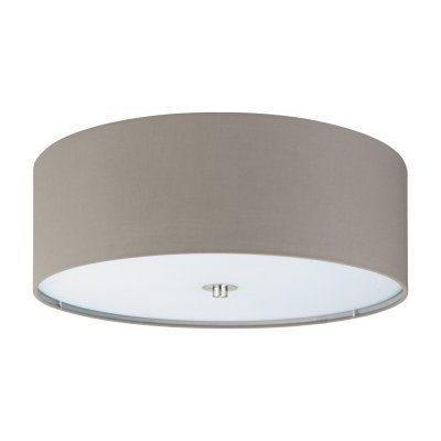 Ceiling Light Steel Satin Nickel / Fabric, Glass Taupe - PASTERI
