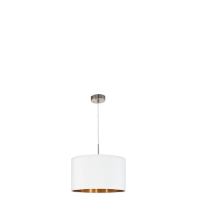 Pendant Light Steel Satin Nickel / Fabric White, Copper - PASTERI