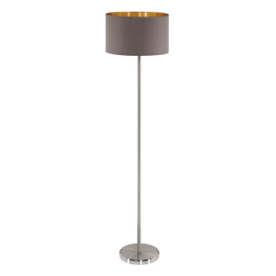 Floor Light Steel Satin Nickel / Fabric Cappuccino, Gold - MASERLO