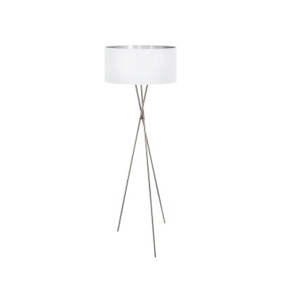 Floor Light Steel Satin Nickel / Fabric White, Silver - FONDACHELLI