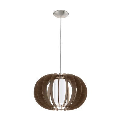 Pendant Light Steel Satin Nickel / Wood, Glass Brown, White - STELLATO 3
