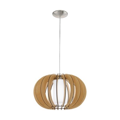Pendant Light Steel Satin Nickel / Wood, Glass Maple, White - STELLATO 1