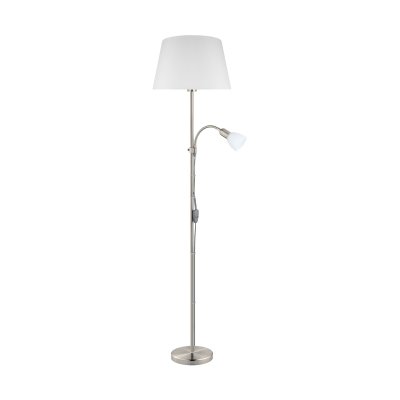 Floor Light Steel Satin Nickel / Fabric, Glass White - CONESA