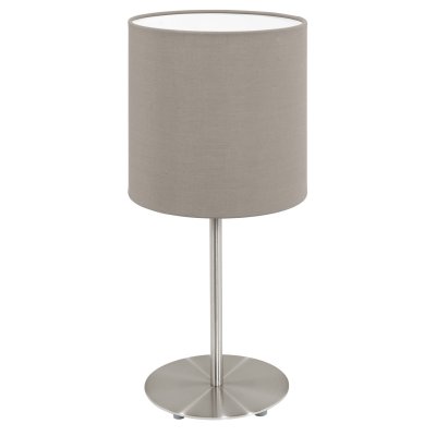 Table Light Steel Satin Nickel / Fabric Taupe - PASTERI