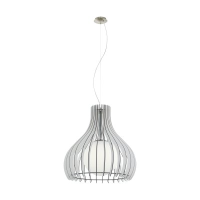 Pendant Light Steel Satin Nickel / Wood, Glass White - TINDORI