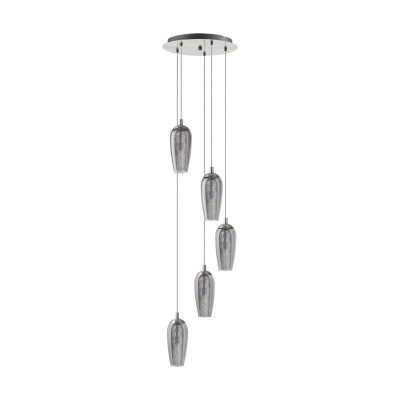 Pendant Light Steel Satin Nickel / Smoked Glass, Granilla Black-transparent, Clear - FARSALA