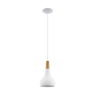 Pendant Light Steel White / Wood Brown - SABINAR